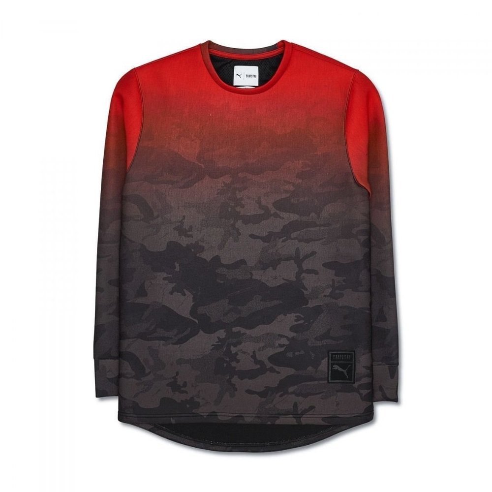 PUMA X Trapstar Crew Men's LARGE SweatShirt Barbados Cherry Camo 571818 NWT $130